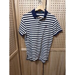 Polo Ralph Lauren Mens Custom Fit Striped Polo Shirt Navy White Large